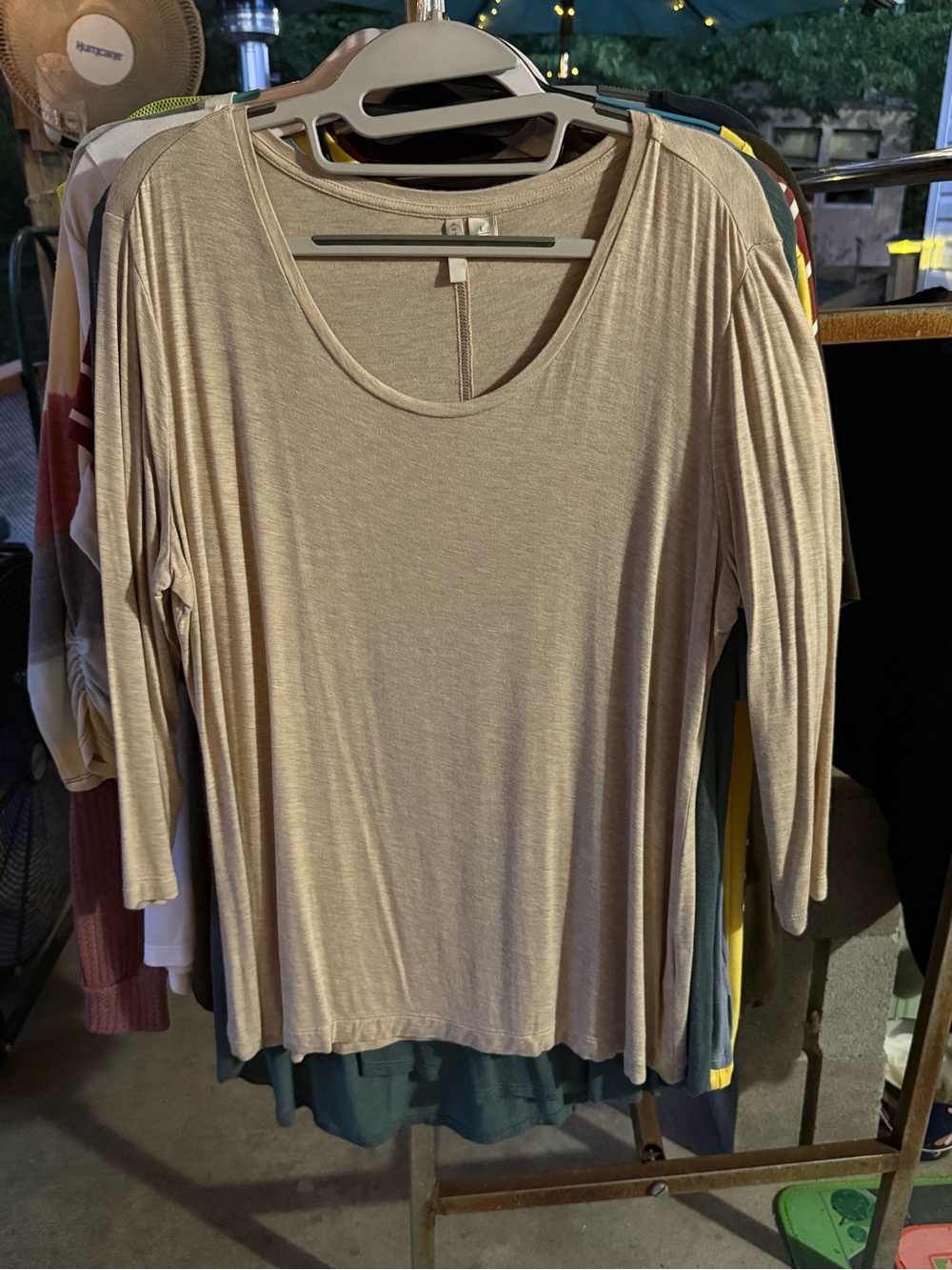 Cato Beige Scoop Neck Long-Sleeve Top